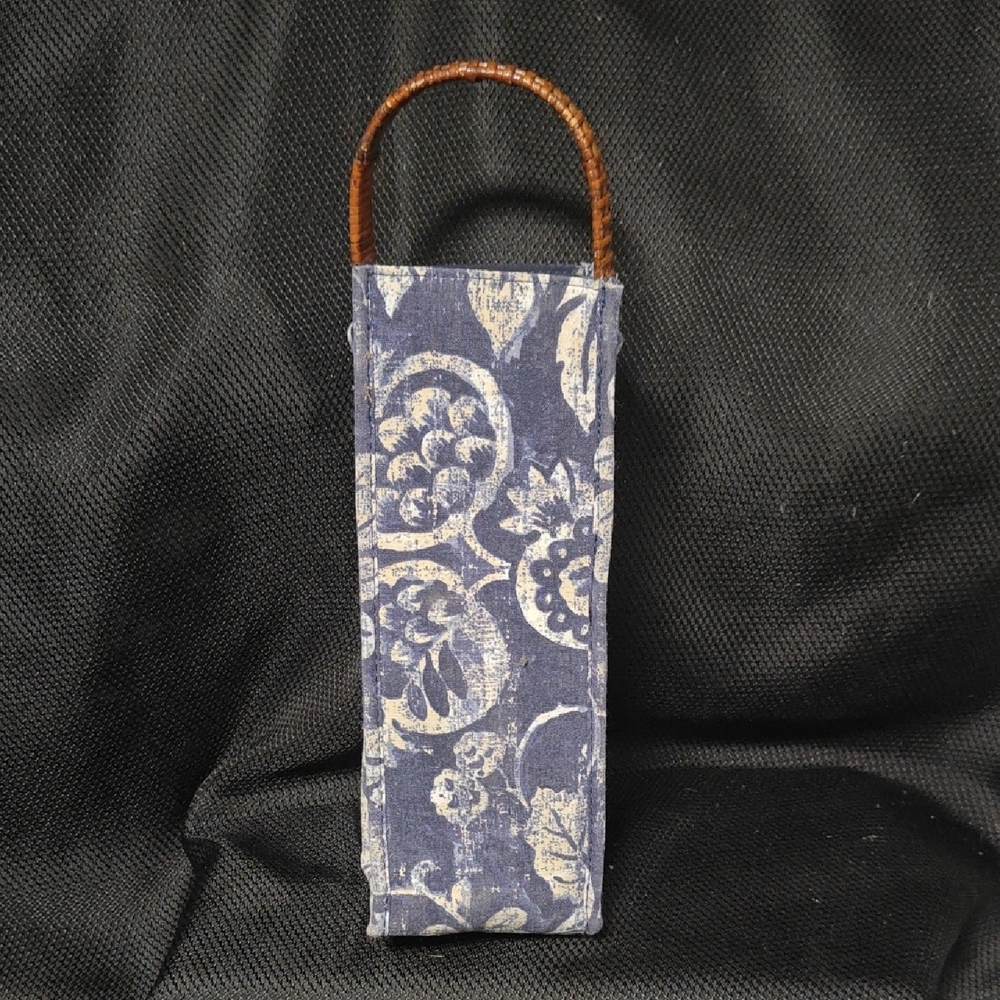 Threshold Floral Blue and White Tote with Brown Handle